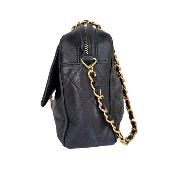 CHANEL Quilted Leather Turnlock Coco Mark Front Pocket Camera Shoulder Bag Black - Picture 2 of 14